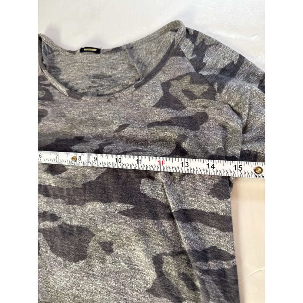 MONROW Revolve Women's Camo Long Sleeve Ruched Mini-Midi Dress Work Party Small - Picture 6 of 10